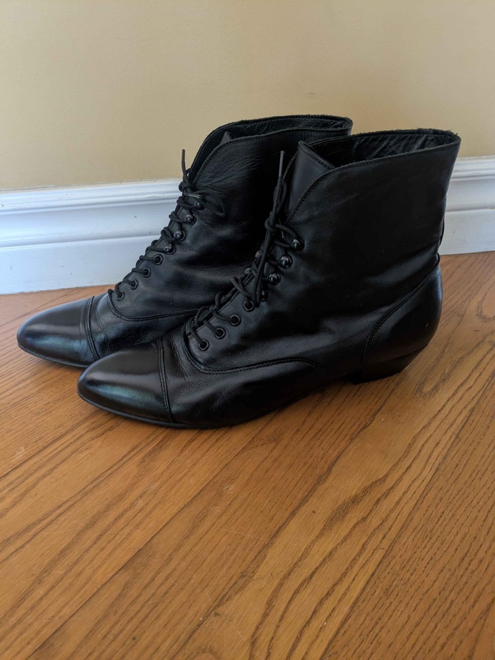 Vintage Leather Heeled Ankle Boots